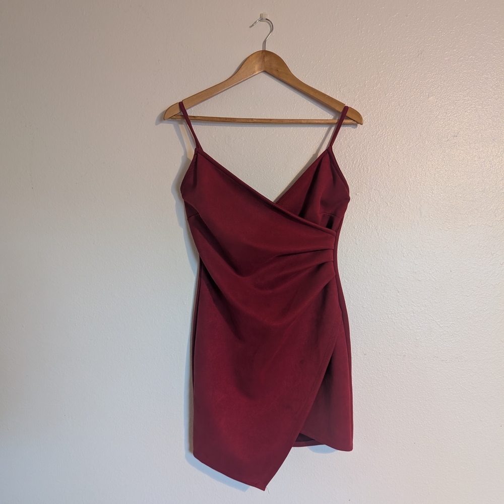 Iris Red Asymmetrical Ruched Bodycon Dress